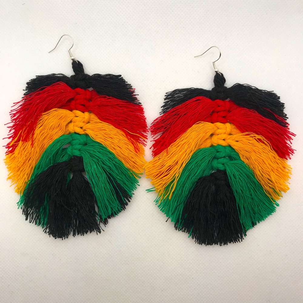 Multi colored fringe earrings